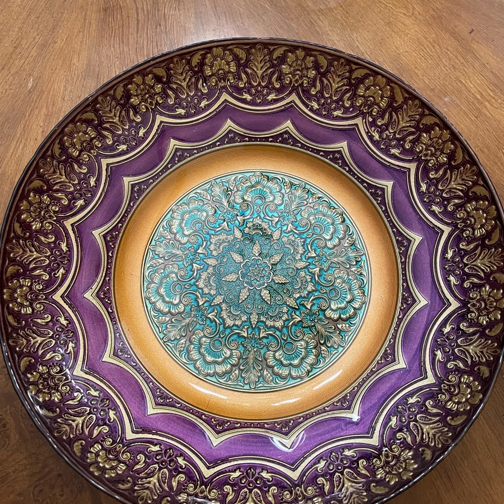 Ornate Purple and Gold Decorative Plate